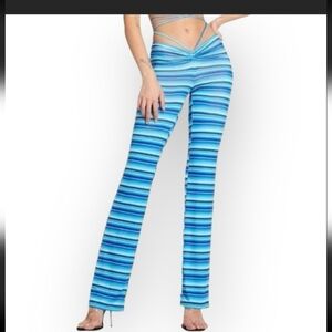 I.AM.GIA Blue Stripe Flared Halo Pants XS